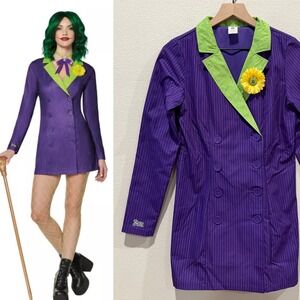 DC COMICS Women Joker Blazer Dress Size S Pinstripe Cosplay Halloween Villain